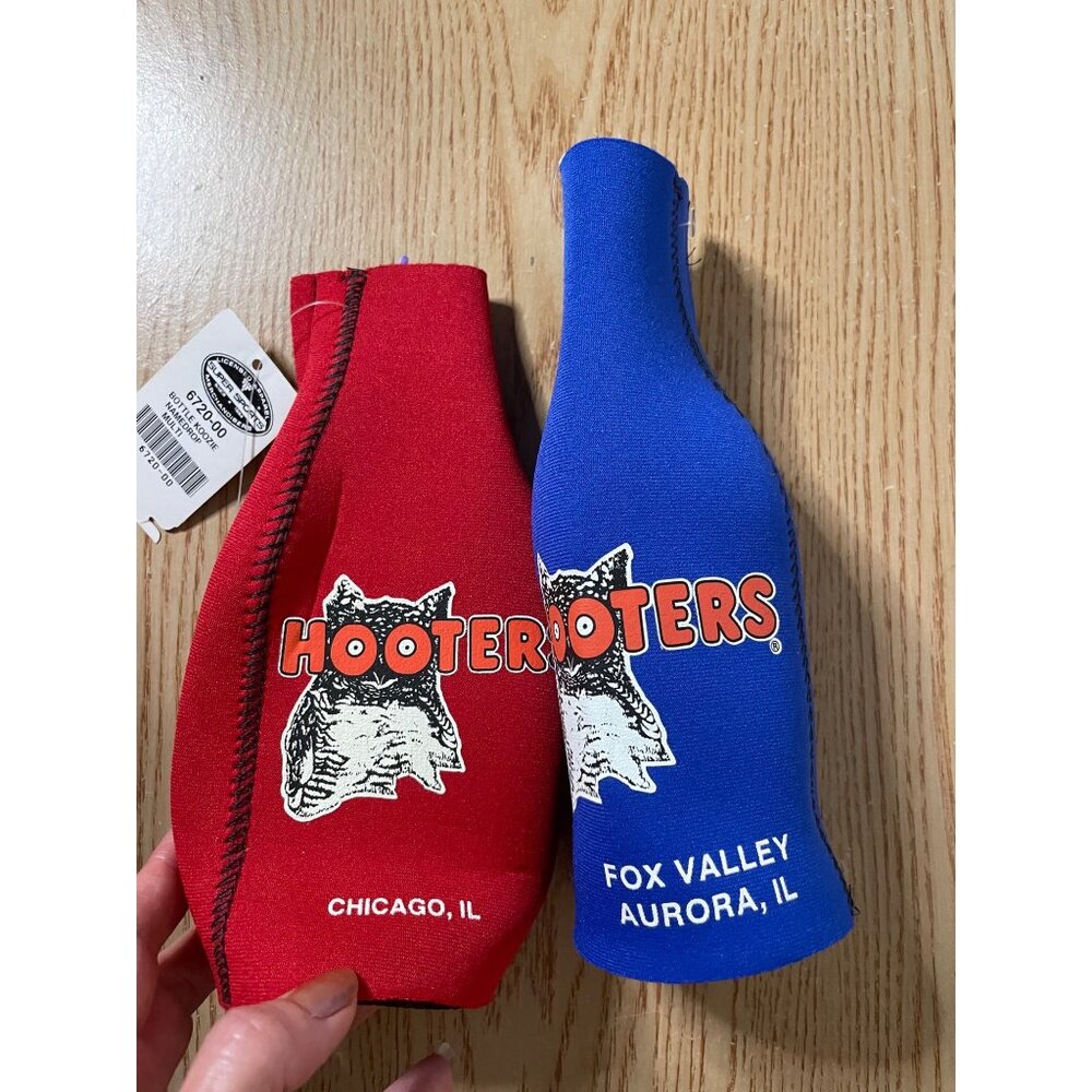 New Bundle of 2 Hooters Vintage Bottle Koozies from Aurora & Chicago Illinois